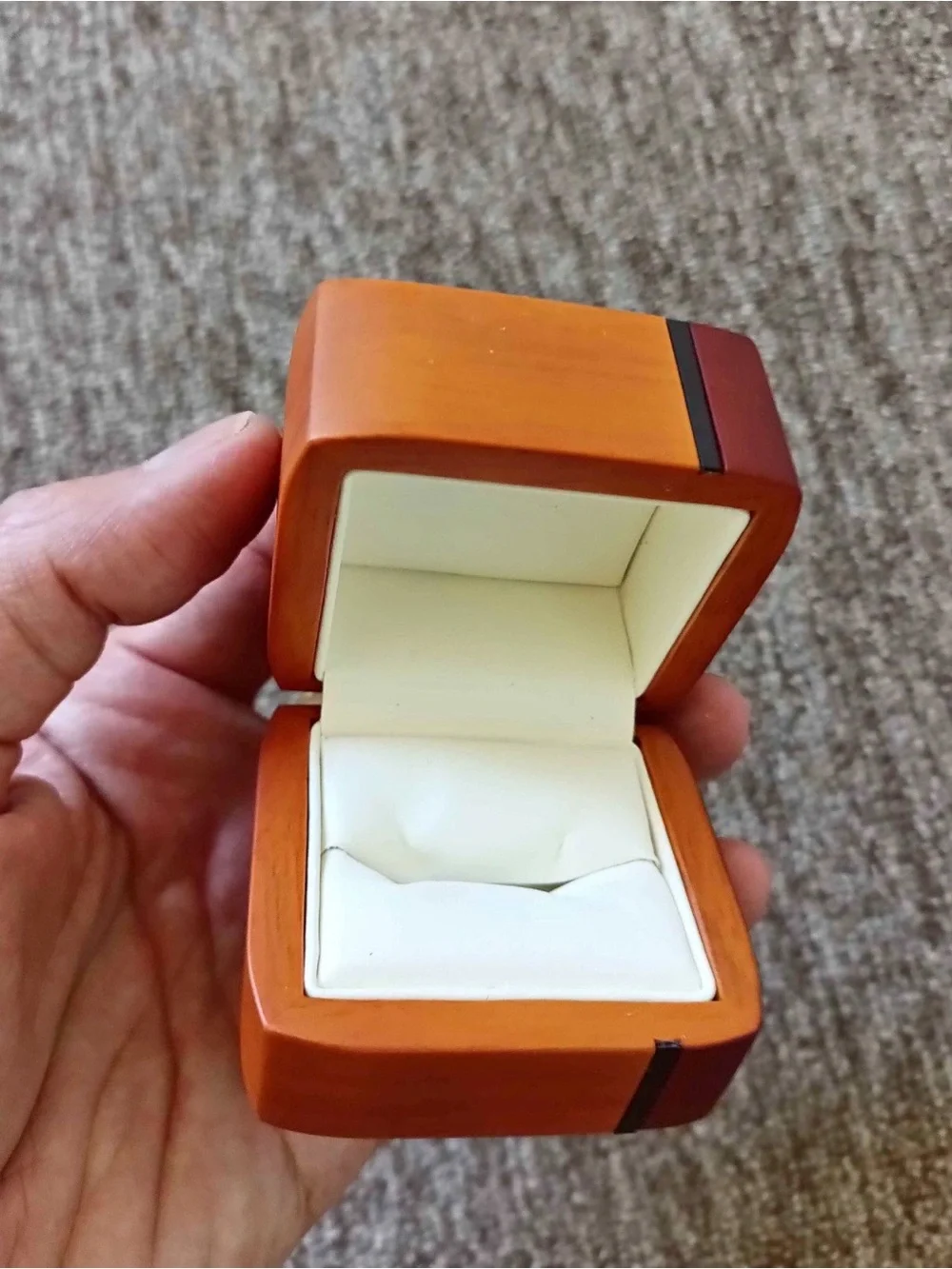 Texas wood single Ring jewelry gift box